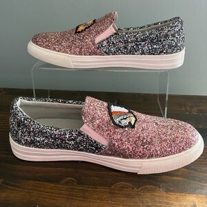 Vintage Havana Bertie Patchwork Glittery Pink & Silver Women’s Slip-On Shoes 10